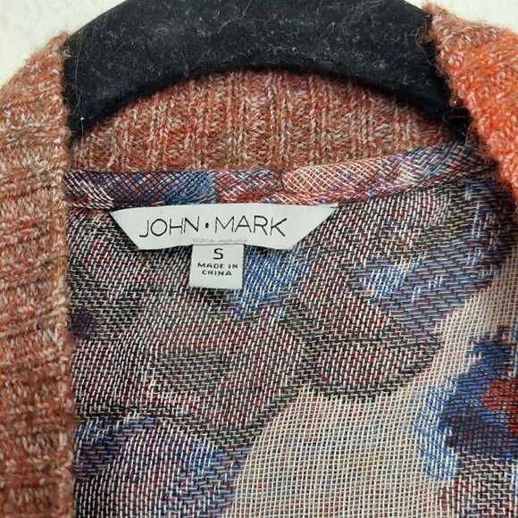 John Mark Open Duster Cardigan Sweater OMBRE Front FLORAL FRINGE Back Boho Sz S - Picture 6 of 9